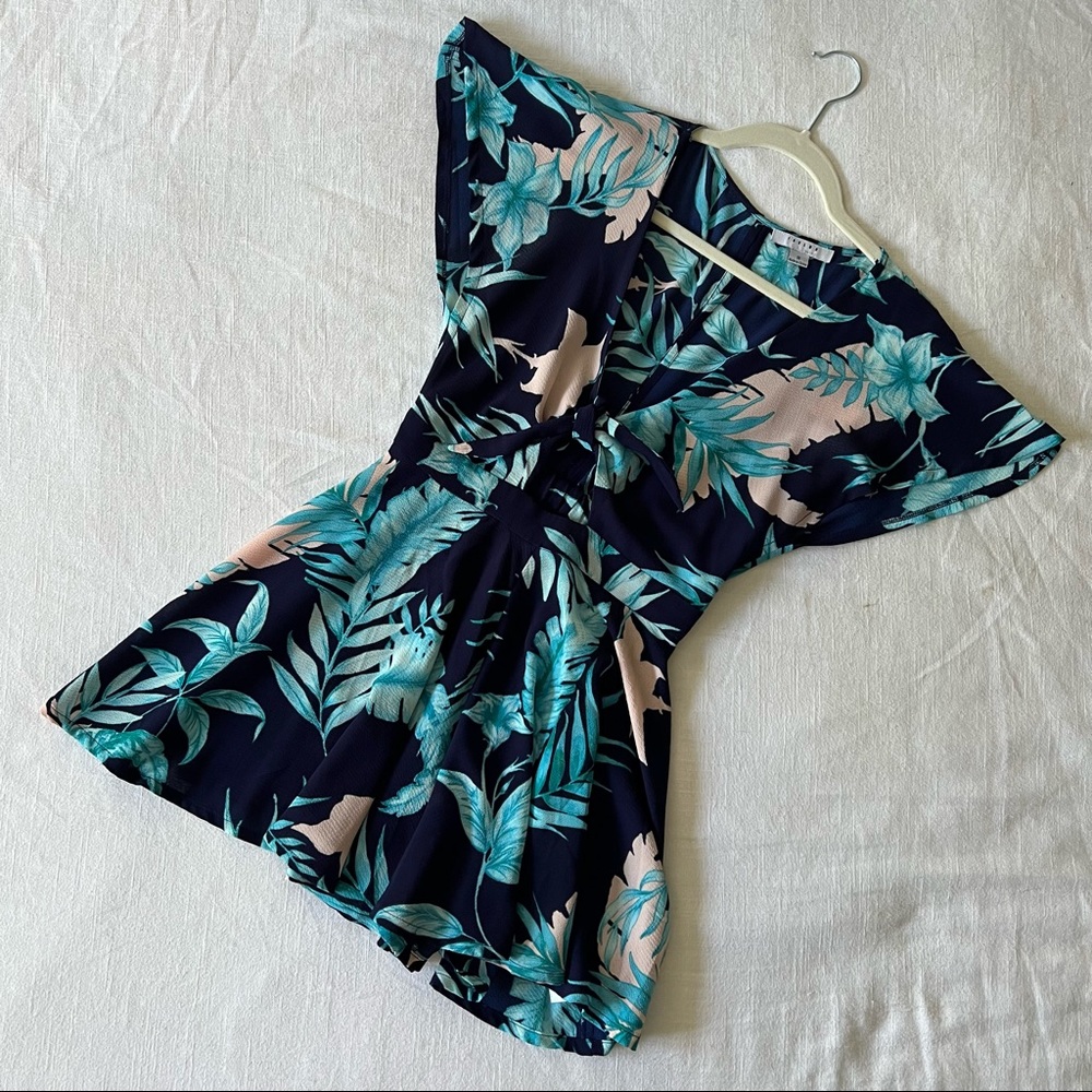 Red Dress - Found At Last Navy Tropical Print Romper